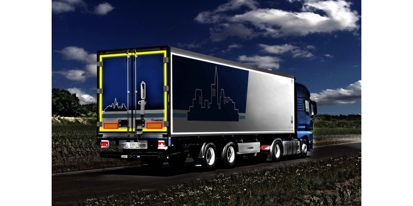 Marcaje de contorno para aumento de visibilidad ECE 104 para camiones, remolques y autobuses (Señal V-23)